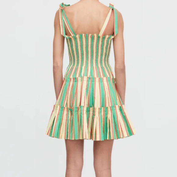 Hill House Green and Yellow Striped Mini Dress - Picture 3 of 9